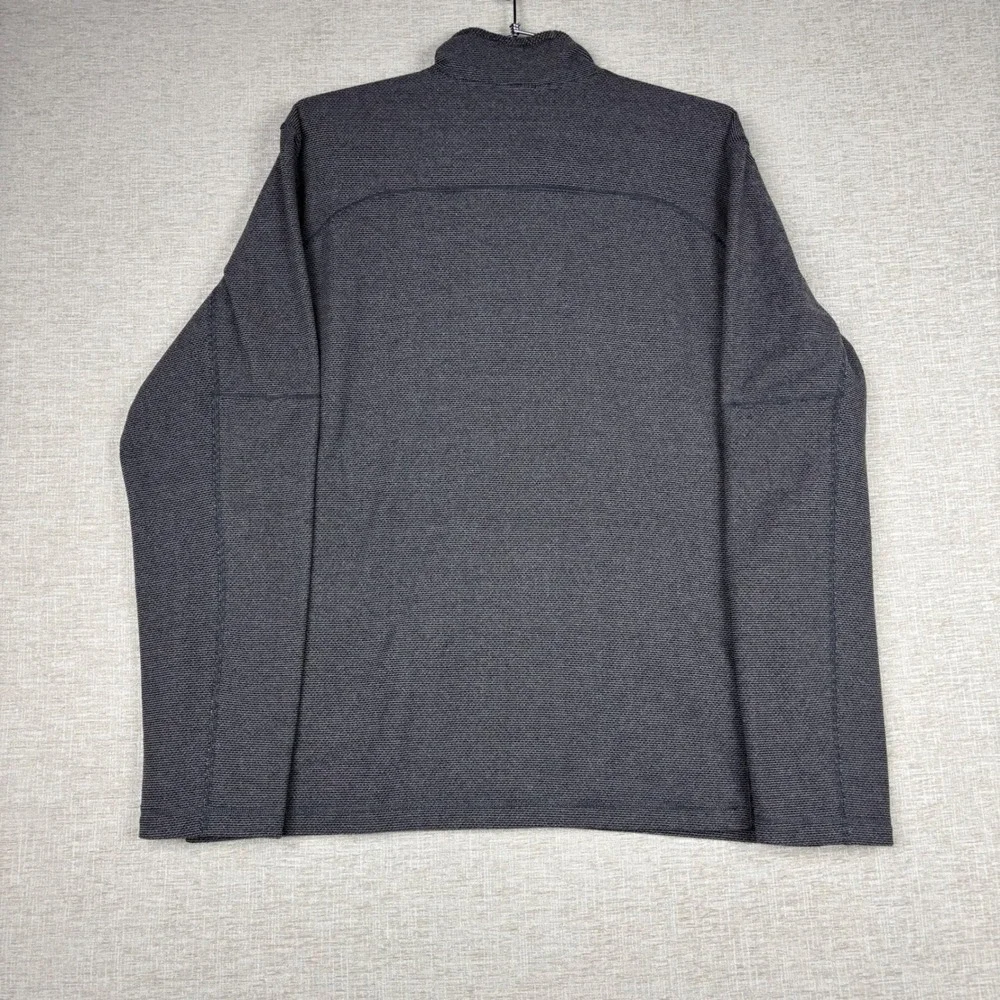The North Face Mens XL Full Zip Textured Knit Jacket Charcoal Gray Red Logo